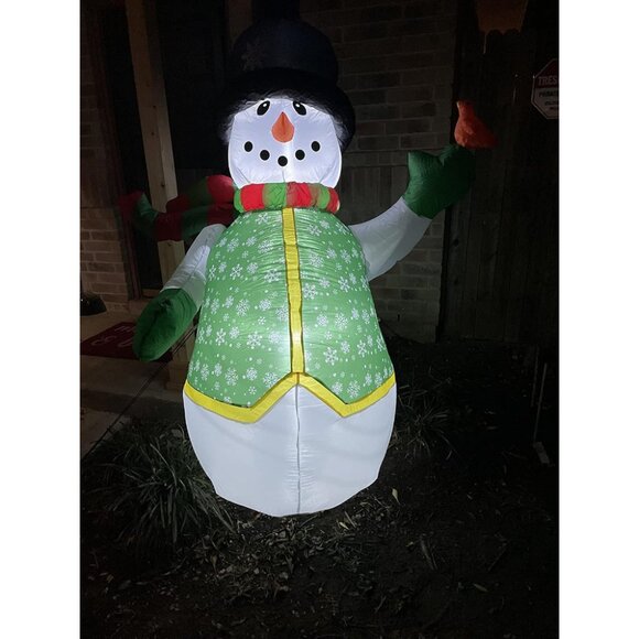 🆕6FT Christmas Inflatable Snowman in Vest Interior LED Light Outdoor Decoration - Picture 2 of 10